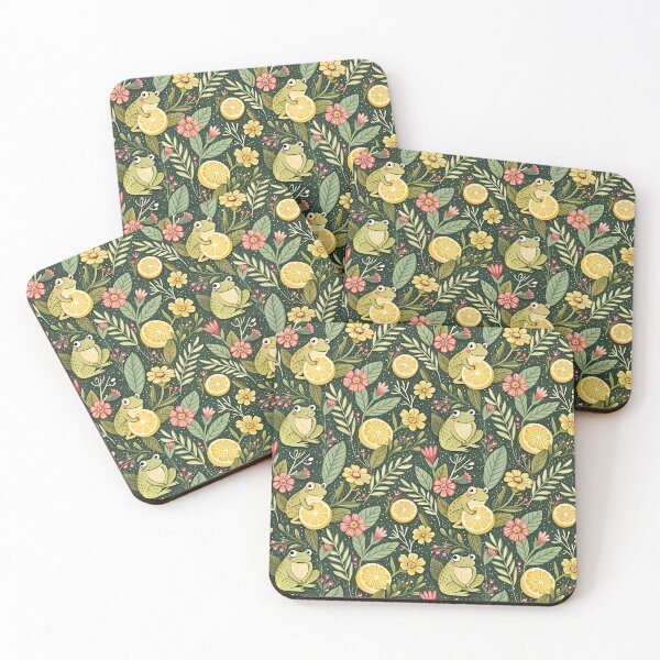 Aperçu de l'œuvre Grenouilles citron mignonnes à motif floral créée et vendue par Storybook Botanica.