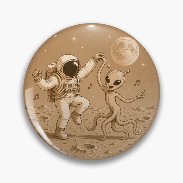 Item preview, Astronaut Dancing With Alien On The Moon Sepia Space Art designed and sold by Leogasup.