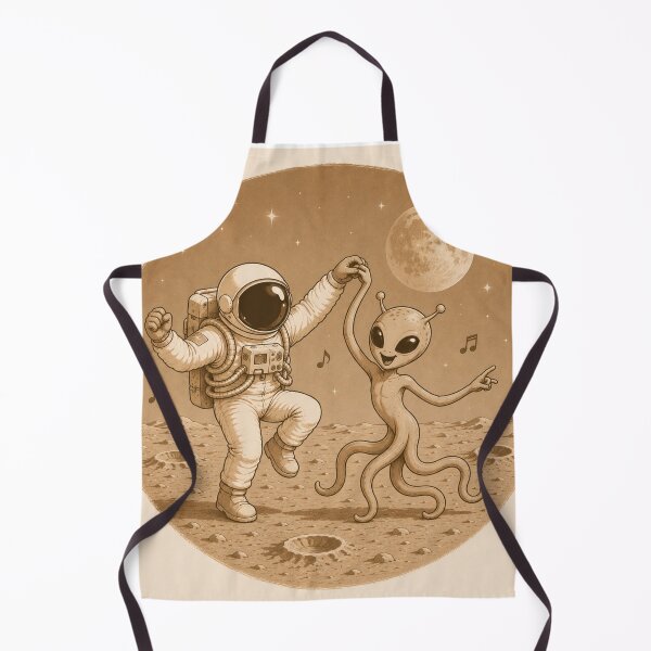 Item preview, Astronaut Dancing With Alien On The Moon Sepia Space Art designed and sold by Leogasup.