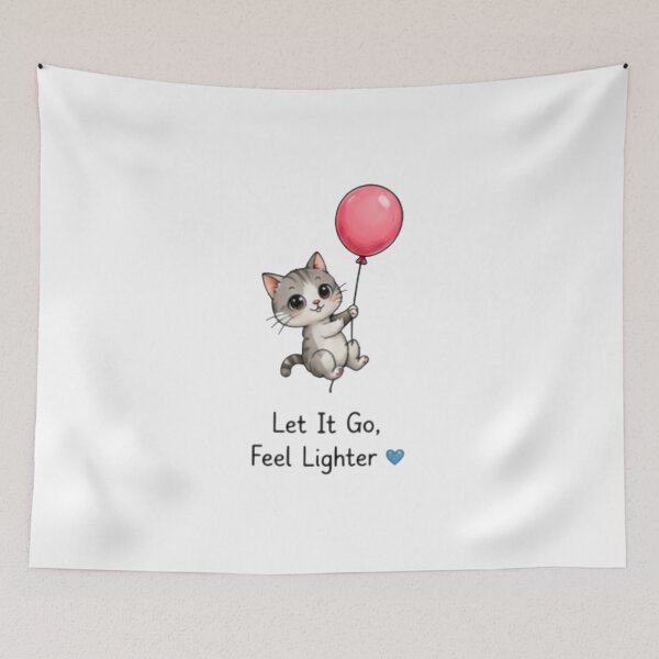 Item preview, Let It Go, Feel Lighter Cute Balloon Kitten designed and sold by DailyDoodlesBySumbul.