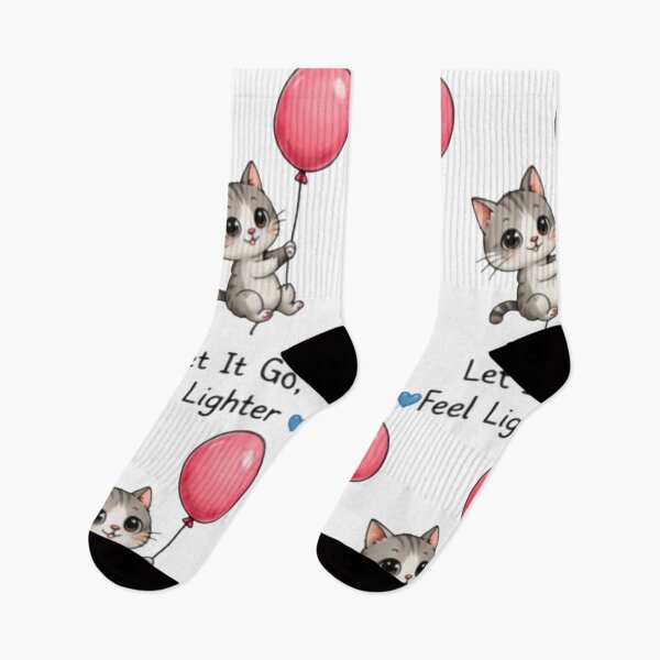 Item preview, Let It Go, Feel Lighter Cute Balloon Kitten designed and sold by DailyDoodlesBySumbul.