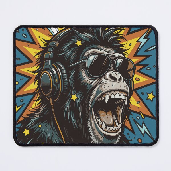 Item preview, Boom Ape Shouting Gorilla with Headphones Pop Art designed and sold by chriswo-design.