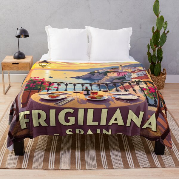 Item preview, Frigiliana, Spain: Harbour Balcony Dining Vintage-Style Painterly Travel Poster designed and sold by LSVart.