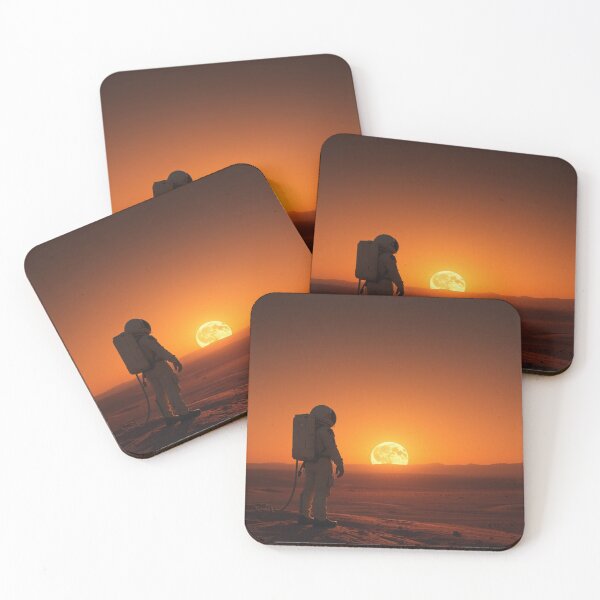 Item preview, Astronaut Sunset Mars Landscape Poster designed and sold by TajSprinklz.