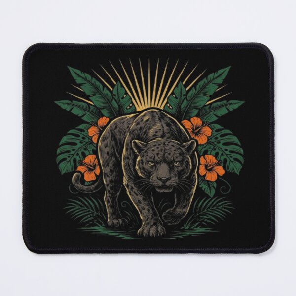 Item preview, Tropical Black Panther and Jungle Flowers Art designed and sold by DailySparks.