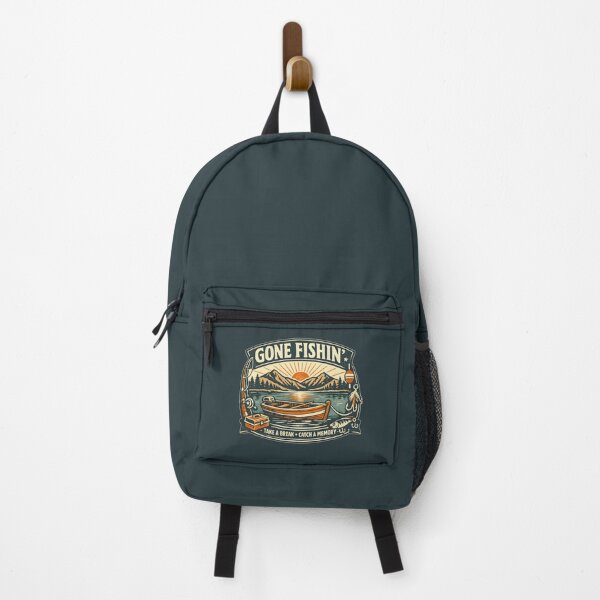 Item preview, Gone Fishing Vintage Badge Retro Outdoor Lake Sunrise Boat Fishing designed and sold by Artycom.