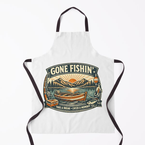 Item preview, Gone Fishing Vintage Badge Retro Outdoor Lake Sunrise Boat Fishing designed and sold by Artycom.