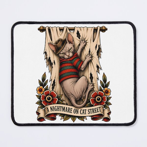 Item preview, A Nightmare On Cat Street Horror Tattoo designed and sold by Old's Cool Cat Studio.
