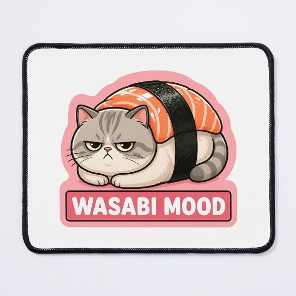 Item preview, Grumpy Sushi Cat Salmon Nigiri Meme designed and sold by RareVisuals.