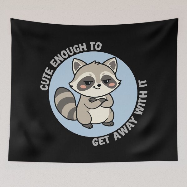 Item preview, Cute Enough to Get Away With It Raccoon Shirt | Funny Sassy Trash Panda Graphic Tee designed and sold by Hallowed Artistry.