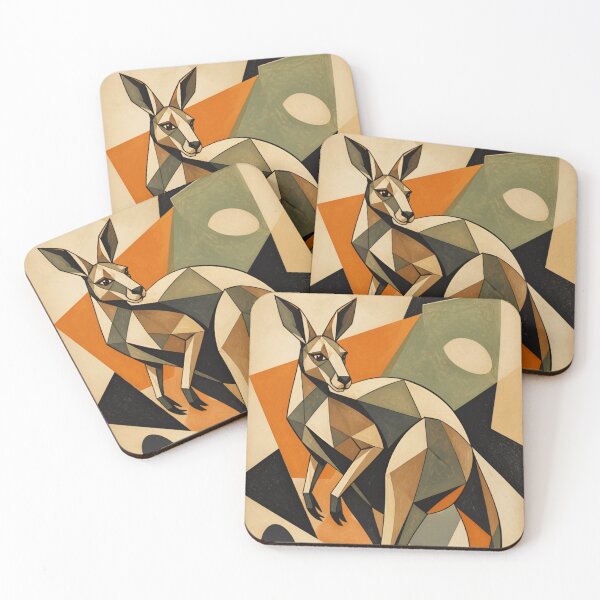 Item preview, Cubist Kangaroo Abstract Geometric Animal designed and sold by inkaylindesign.