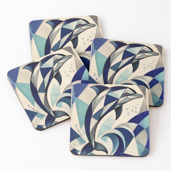 Item preview, Cubist Dolphin Abstract Geometric Animal  designed and sold by inkaylindesign.