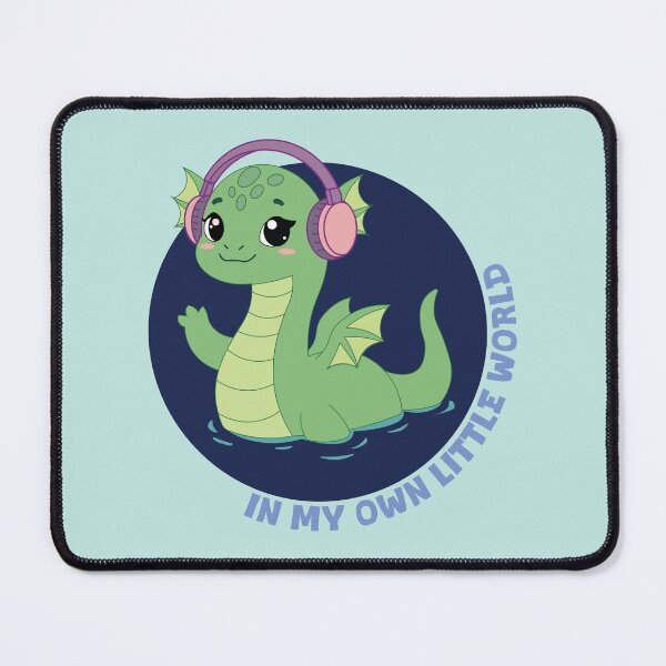 Item preview, In My Own Little World | Cute Nessie Headphones Kawaii Loch Ness Monster designed and sold by Hallowed Artistry.