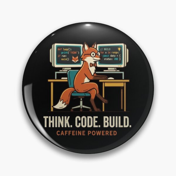 Item preview, Think Code Build – Programmer Fox Tee designed and sold by Dogandesighn.
