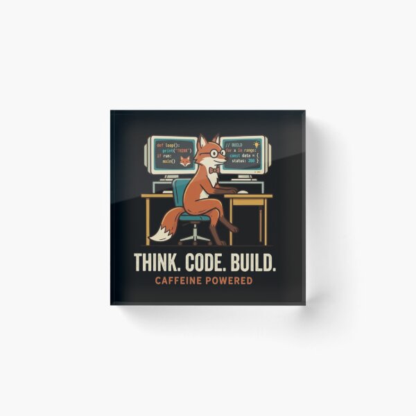 Item preview, Think Code Build – Programmer Fox Tee designed and sold by Dogandesighn.