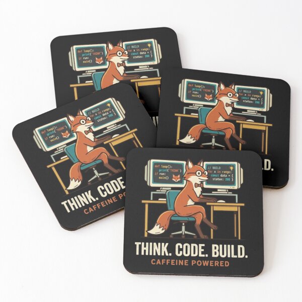 Item preview, Think Code Build – Programmer Fox Tee designed and sold by Dogandesighn.