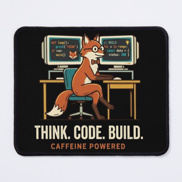 Item preview, Think Code Build – Programmer Fox Tee designed and sold by Dogandesighn.