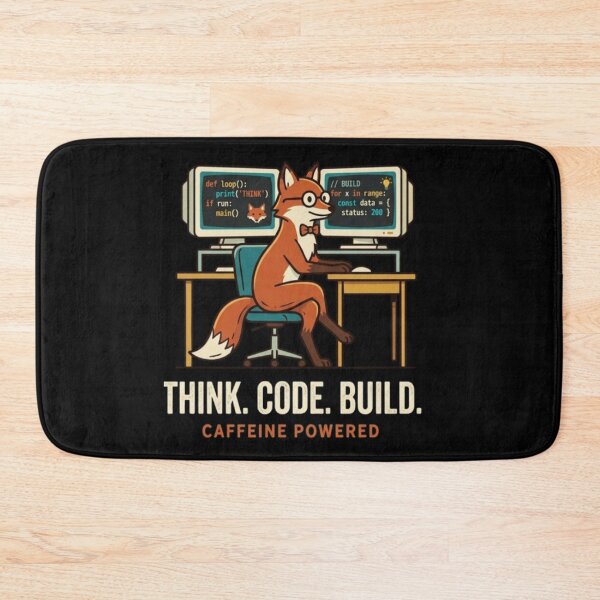 Item preview, Think Code Build – Programmer Fox Tee designed and sold by Dogandesighn.