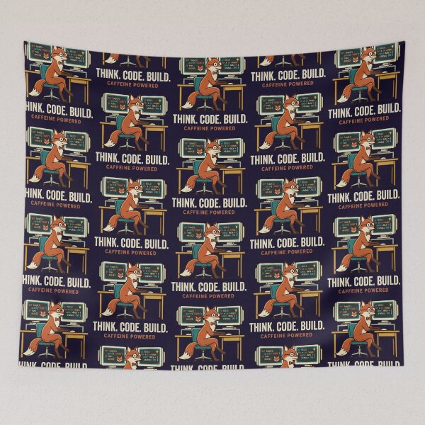 Item preview, Think Code Build – Programmer Fox Tee designed and sold by Dogandesighn.