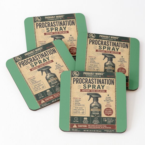 Item preview, Procrastination Spray designed and sold by TheHodgePodge.
