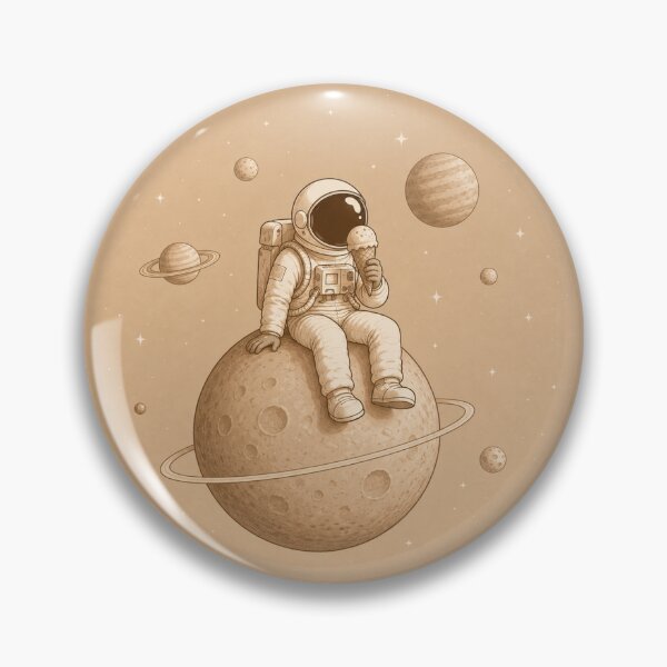 Artikelvorschau, Astronaut Eating Ice Cream On Ringed Planet Sepia Space Art entworfen und verkauft von Leogasup.