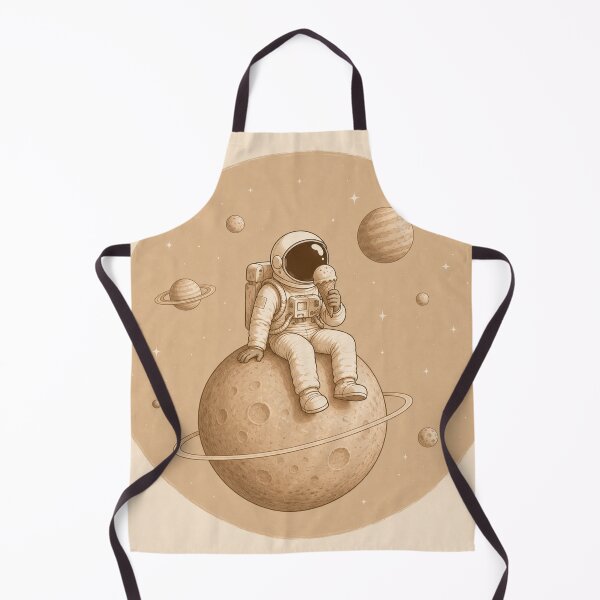 Item preview, Astronaut Eating Ice Cream On Ringed Planet Sepia Space Art designed and sold by Leogasup.