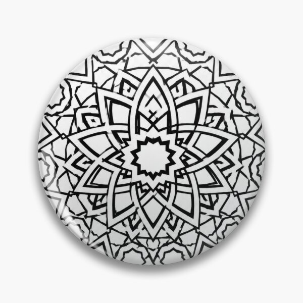 Item preview, Minimalist Mamluk Crown Rosette | Islamic Geometric Pattern | Black and White Vector designed and sold by DesertInkArt.