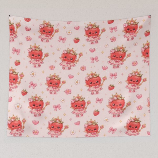 Item preview, Cute Strawberry Princess Pattern | Kawaii Strawberry Girl with Bows & Hearts designed and sold by Moonlight Studio.