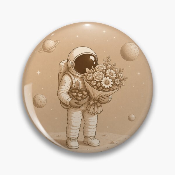 Artikelvorschau, Astronaut Holding Flowers And Chocolates Romantic Sepia Space Art entworfen und verkauft von Leogasup.