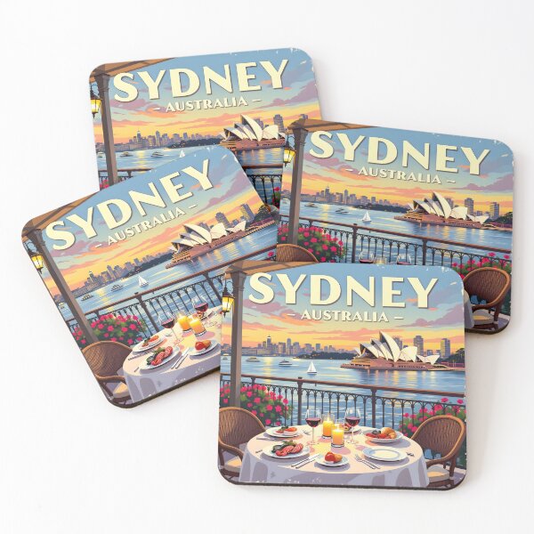 Item preview, Sydney Harbour Balcony Dining, Australia: Vintage-Style Painterly Travel Poster designed and sold by LSVart.