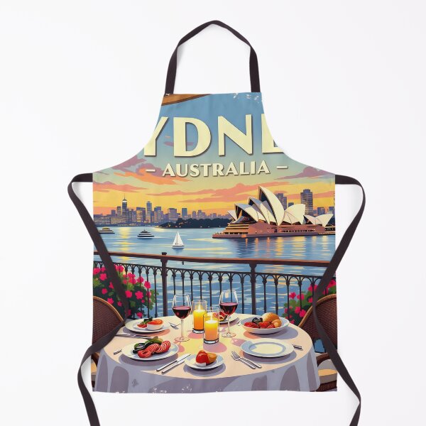 Item preview, Sydney Harbour Balcony Dining, Australia: Vintage-Style Painterly Travel Poster designed and sold by LSVart.