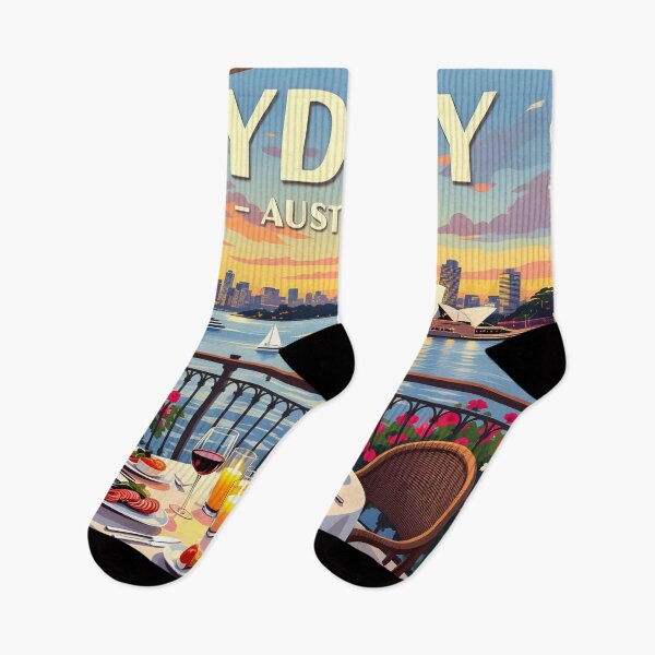 Item preview, Sydney Harbour Balcony Dining, Australia: Vintage-Style Painterly Travel Poster designed and sold by LSVart.