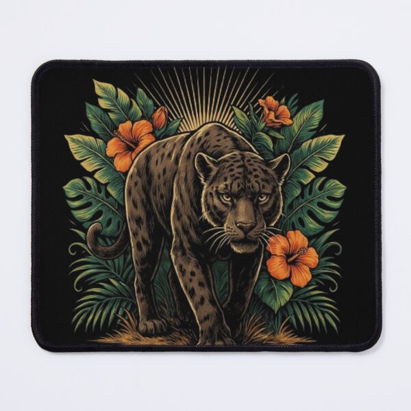 Item preview, Tropical Jungle Wild Big Cat and Exotic Flowers Art designed and sold by DailySparks.
