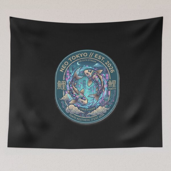 Item preview, Cyberpunk Koi Data Stream Emblem - Neo Tokyo 2026 designed and sold by Surviving Monday Club.