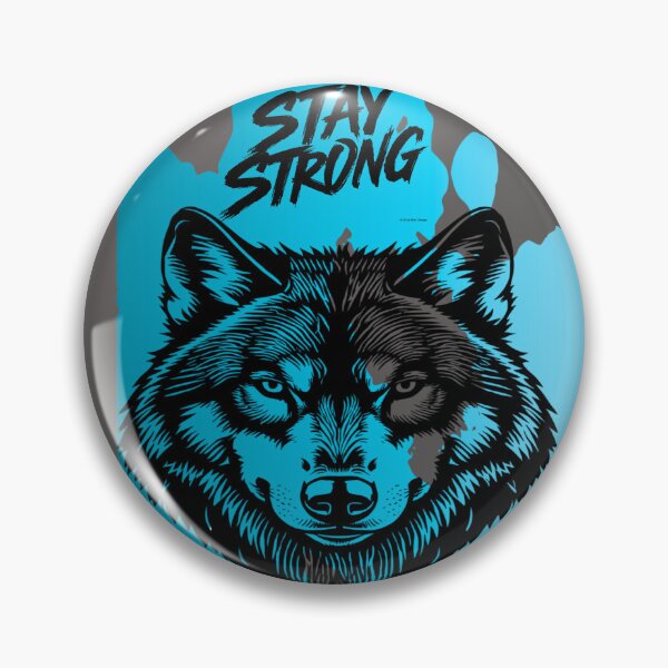 Item preview, Stay Strong Digital Wolf Art Bright Azure designed and sold by GoGreenlove.