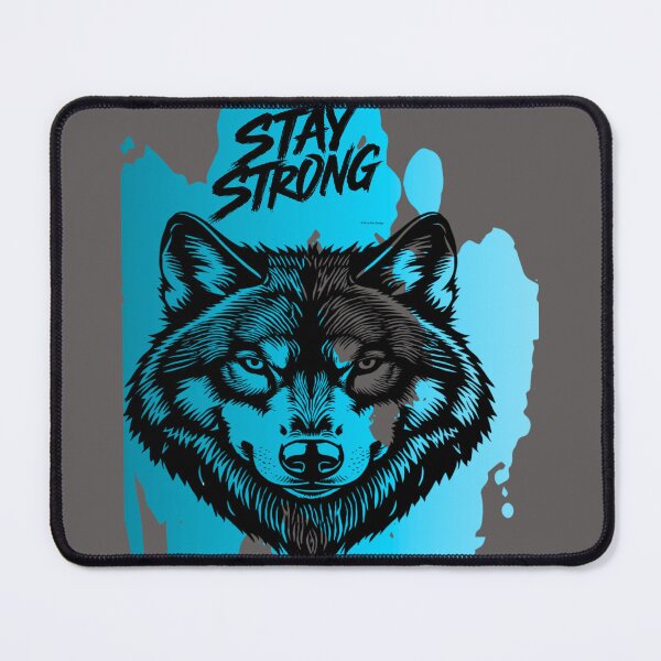 Item preview, Stay Strong Digital Wolf Art Bright Azure designed and sold by GoGreenlove.