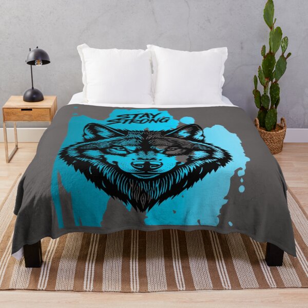 Item preview, Stay Strong Digital Wolf Art Bright Azure designed and sold by GoGreenlove.