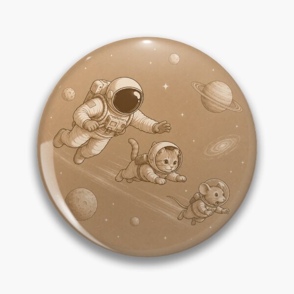 Item preview, Astronaut Cat And Mouse Floating In Space Sepia Illustration designed and sold by Leogasup.