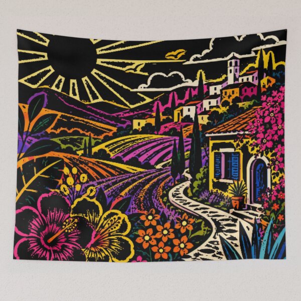 Item preview, Vibrant Pop Art Tuscany Vineyard Countryside Sun Landscape designed and sold by Nexus Space.
