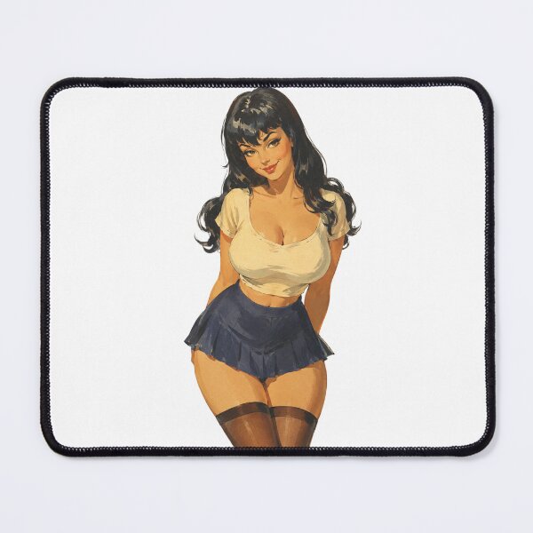 Item preview, Cute Schoolgirl Pin Up | Original Vintage Retro Anime Inspired Illustration designed and sold by Cosplayvintage.