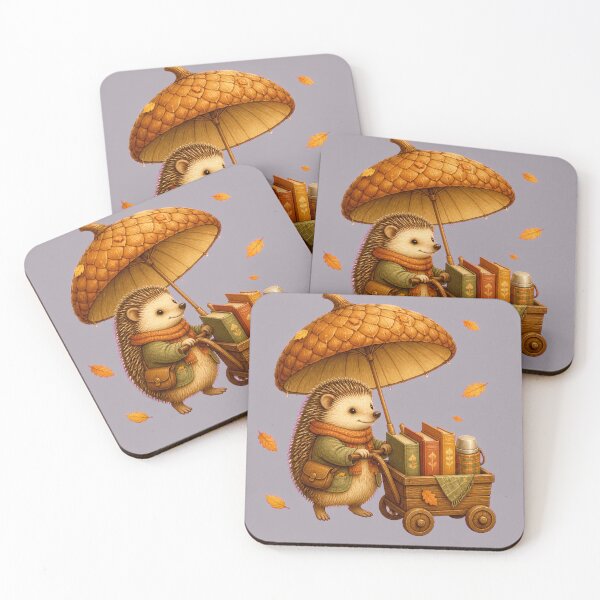 Item preview, Cozy Autumn Hedgehog Traveling Bookseller designed and sold by Tender Oddities Studio.