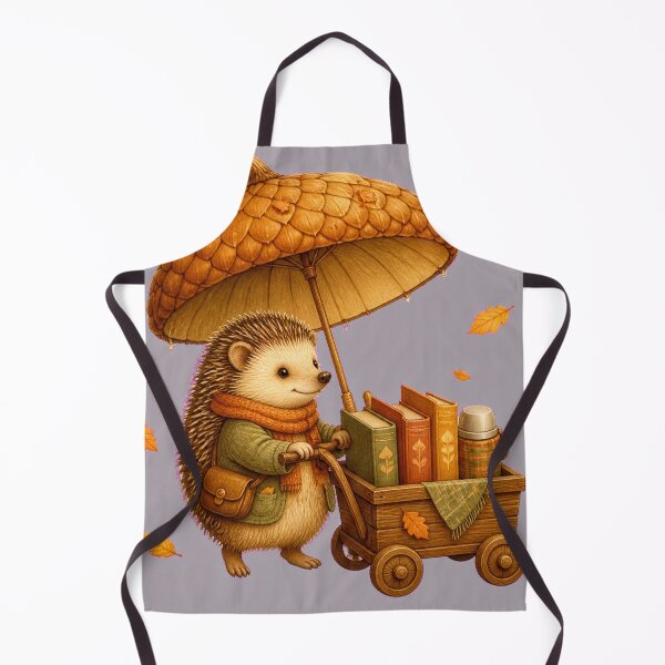Item preview, Cozy Autumn Hedgehog Traveling Bookseller designed and sold by Tender Oddities Studio.
