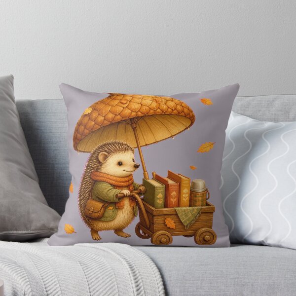 Item preview, Cozy Autumn Hedgehog Traveling Bookseller designed and sold by Tender Oddities Studio.