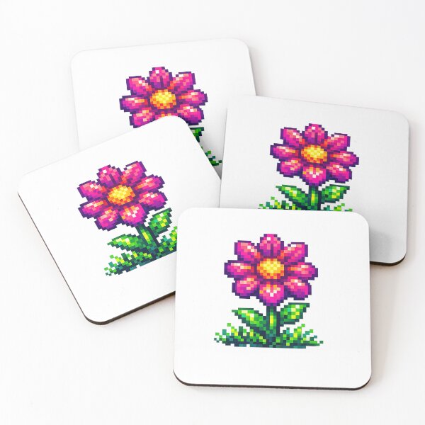 Item preview, Neon Pixel Flower Retro 8-Bit Floral Gaming Design designed and sold by NucciCollective.