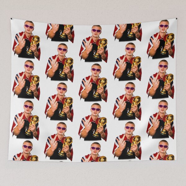 Item preview, Erling Haaland Middle Finger  Smoking Funny Meme Classic T-Shirt designed and sold by TOPSHOPIAs.