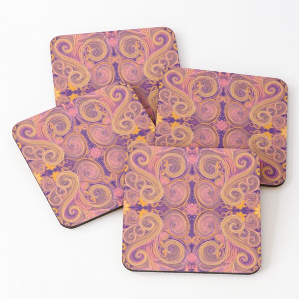 Item preview, Pink and Creamy Yellow Filigree on Purple Painted by Kristi Duggins designed and sold by Kristi Duggins.