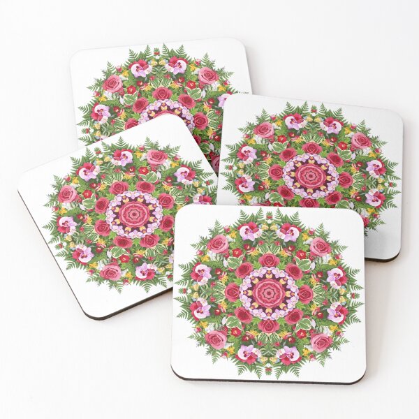 Item preview, Vibrant Floral Mandala - Rose & Fern Botanical Art designed and sold by Dzblack.