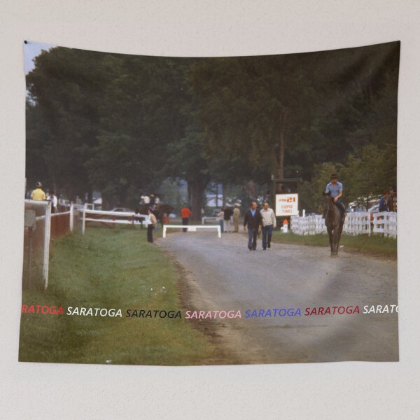 Item preview, VINTAGE SARATOGA BACKSTRETCH SCENE C2023 Steve Yellowbear designed and sold by SteveYellowbear.