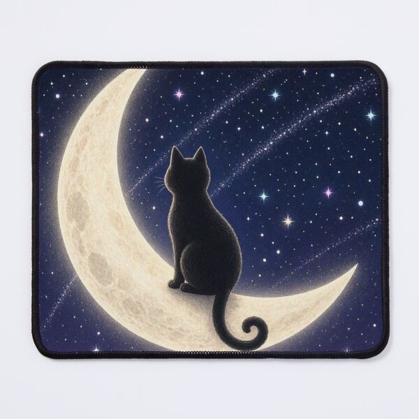 Item preview, Cat on the Crescent Moon Night Sky designed and sold by Lougud.