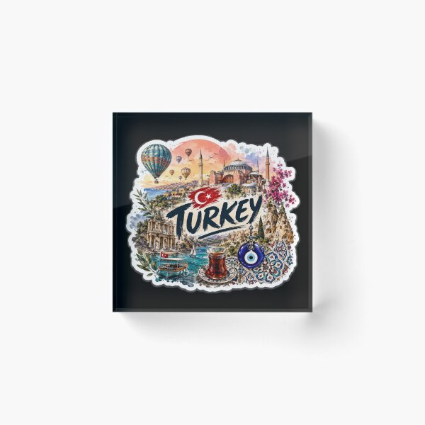 Item preview, Türkiye Travel Art, Istanbul Cappadocia Ephesus Watercolor Sticker designed and sold by GusiaTreasures.